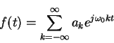 \begin{displaymath}{f(t)=\sum_{k=-\infty}^{\infty} a_k e^{j\omega_0 kt}}
\end{displaymath}