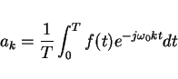 \begin{displaymath}a_k=\frac{1}{T}\int_0^T f(t) e^{-j\omega_0 kt}dt
\end{displaymath}