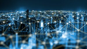 Cityscape with a network of lights