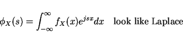 \begin{displaymath}\phi_X(s)=\int_{-\infty}^{\infty}f_X(x) e^{j s x}dx\quad \mbox{look like Laplace}\end{displaymath}
