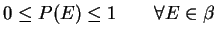 $0\le P(E) \le 1 \qquad \forall E\in\beta$