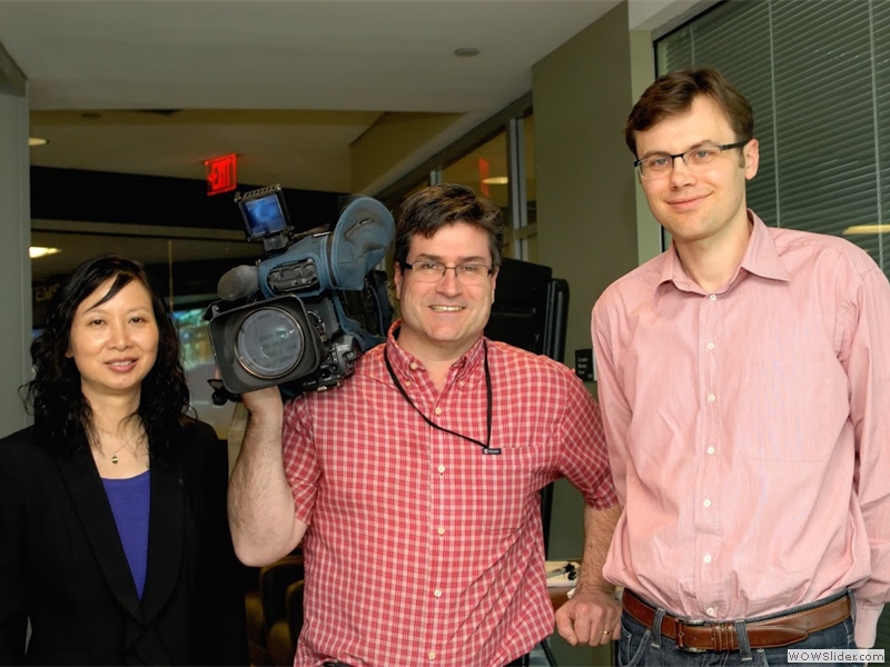 Prof. Yingying Chen and Prof. Marco Gruteser and the videographer from the Fox News Channel.